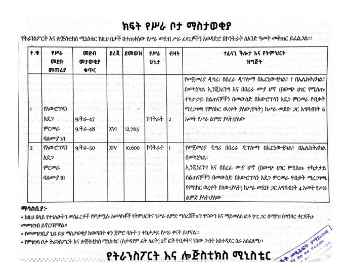 Job Vacancy Announcement